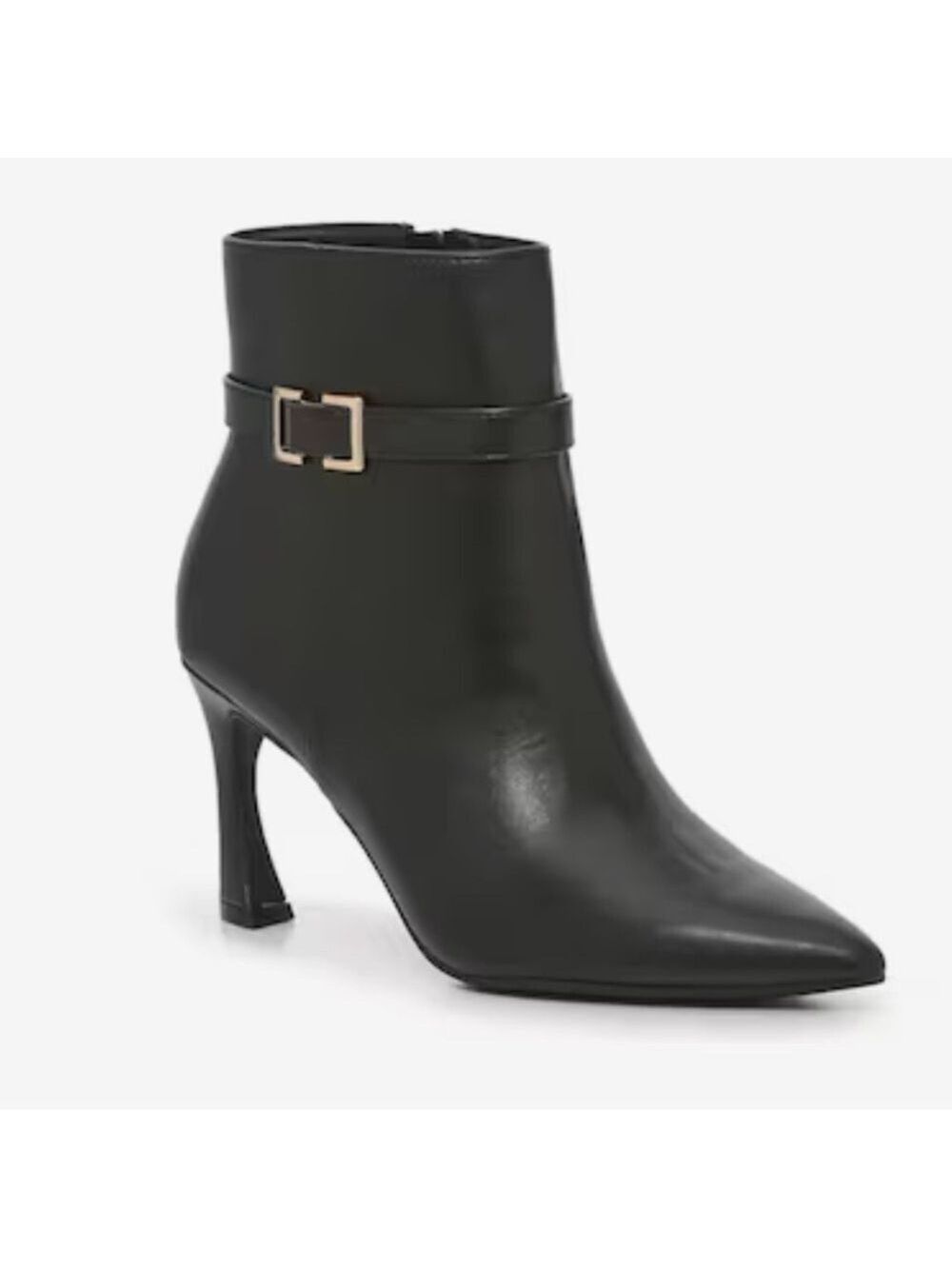 Unisa Kaysie Bootie Black Faux Leather Buckle Detail Side Zip Size 10M